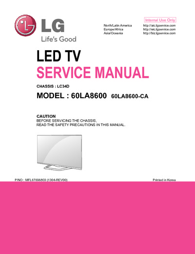 LG 60LA8600-CA Chassis LC34D LED