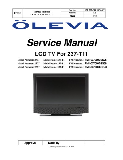 Olevia 237T T11 LCD TV