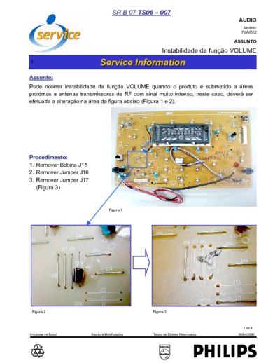 PHILIPS FWM371 Boletim Tecnico