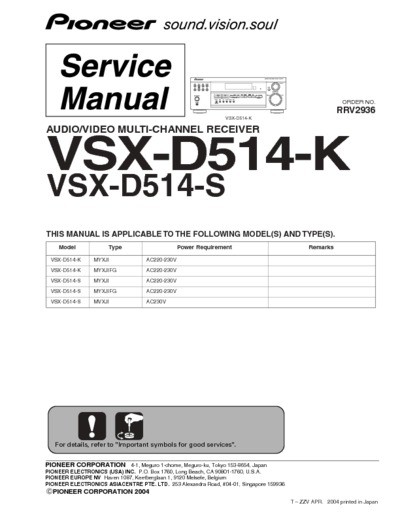 Pioneer VSX-D514-K , VSX-D514-S