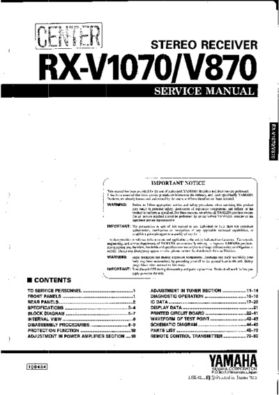 Yamaha RX-V870, RX-V1070