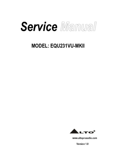 ALTO EQU231VU-MKII service manual