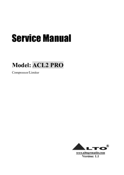 ALTO ACL2 PRO Service Manual