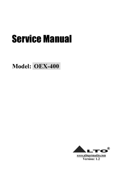 ALTO OEX400 service manual