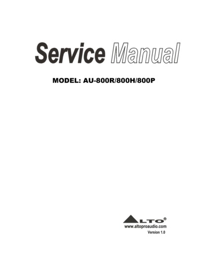 ALTO AU-800 series service manual