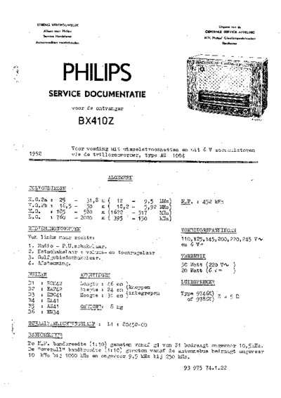 PHILIPS BX410-Z Service Manual