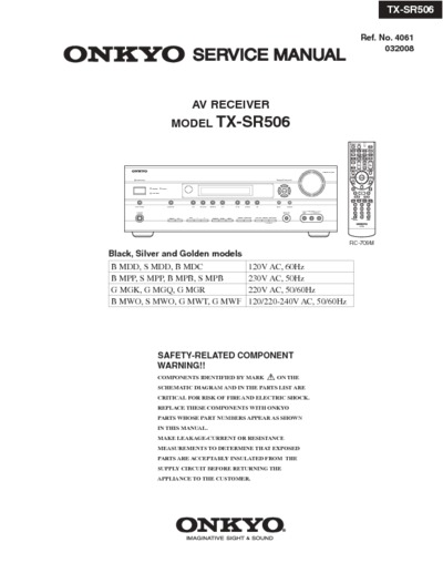 Onkyo TX-SR506, Service Manual, Repair Schematics