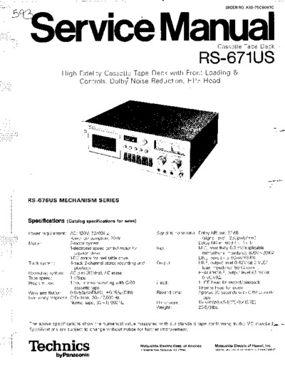 TECHNICS RS-671-US
