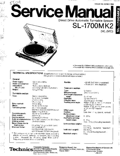 TECHNICS SL-1700-MK2