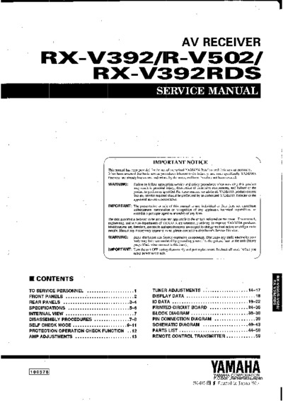 YAMAHA RX-V392-RDS