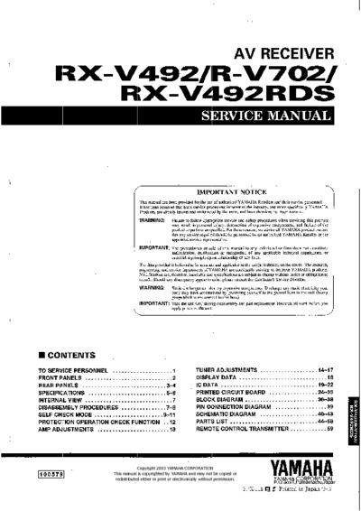YAMAHA RX-V492-RDS