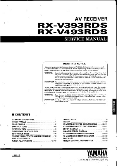 YAMAHA RX-V393-RDS