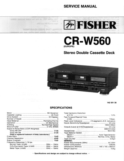 Fisher CRW-560 Schematic