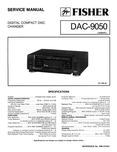 Fisher DAC-9050 Schematic