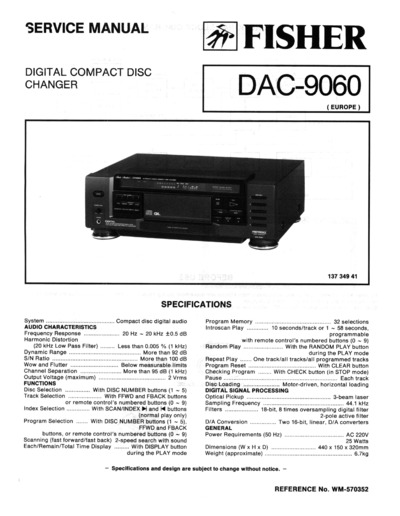 Fisher DAC-9060 Schematic
