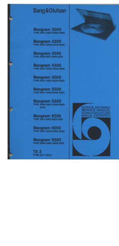 BANG OLUFSEN Beogram 9000 Service Manual