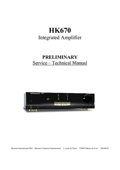 Harman Kardon HK-670 Service Manual