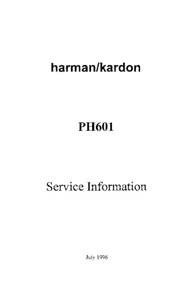 Harman Kardon PH-601 Schematic