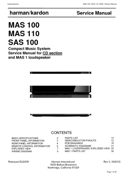 Harman Kardon MAS-100 Service Manual
