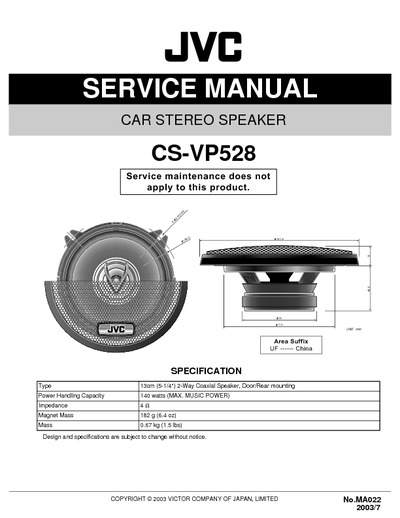 JVC CS-VP528 Service Manual