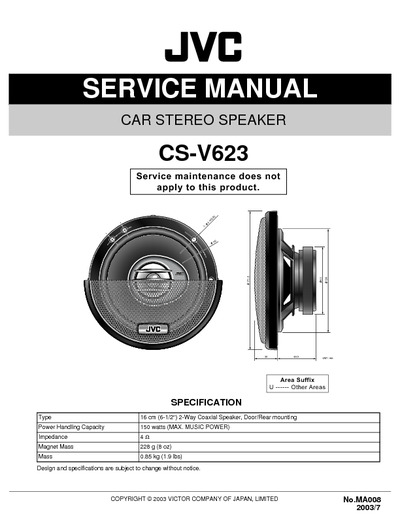 JVC CS-V623 Service Manual