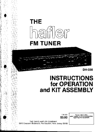 Hafler DH-330 Service Manual