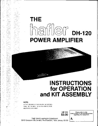 Hafler DH-120 Service Manual