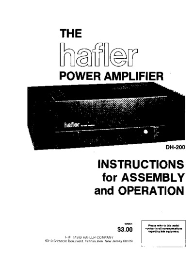 Hafler DH-200 Service Manual