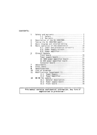 STAGE sa800-1600 Service Manual