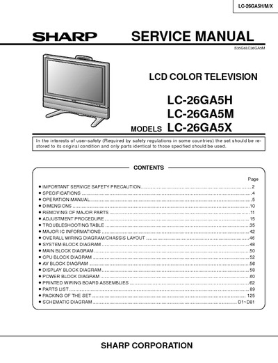 Sharp LC-26GA5H,M,X LCD