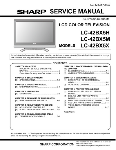 Sharp LC-42BX5H,M,X LCD
