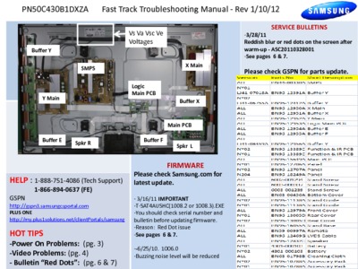 Samsung PN50C430B1DXZA Fast Track Troubleshooting
