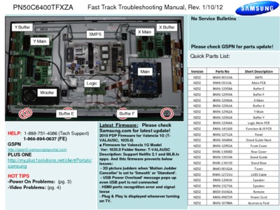 Samsung PN50C6400TFXZA Fast Track Troubleshooting
