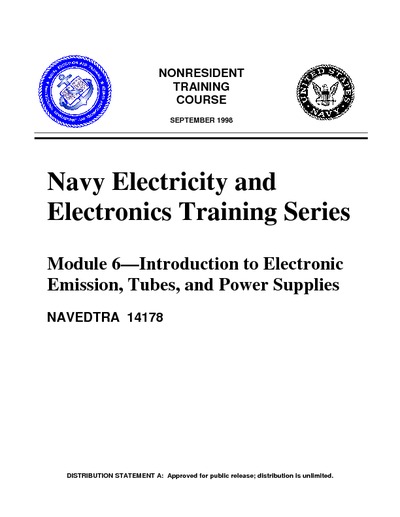 Module 6 - Introduction to Electronic Emission,Tubes,and Power Supplies
