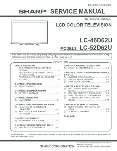 SHARP LC-46D62U and LC-52D62U