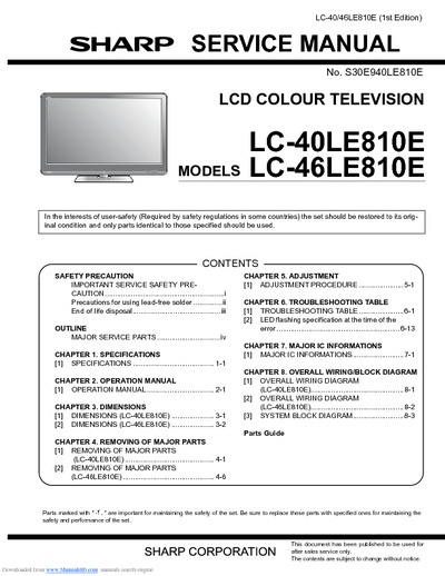 Sharp LC-40LE810E, LC-46LE810E