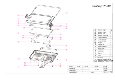 Elenberg TV-707 Circuit Diagram pdf