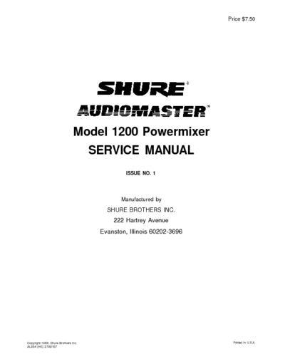 Shure US-PRO-1200 27a8187he Powermixer