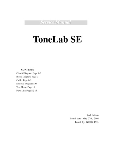 Korg ToneLabSE Service manual