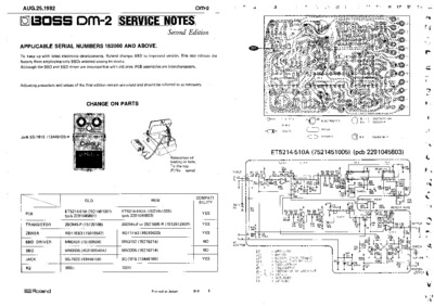 BOSS DM-2 SERVICE NOTES