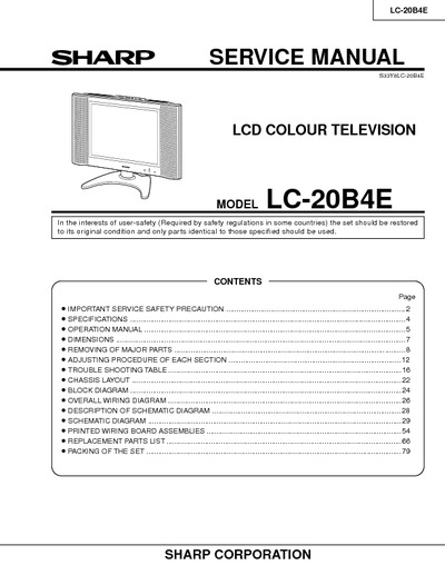 SHARP LC-20B4E LCD TV