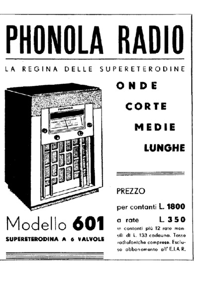 Phonola 601 advertisement