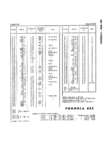 Phonola 625 components