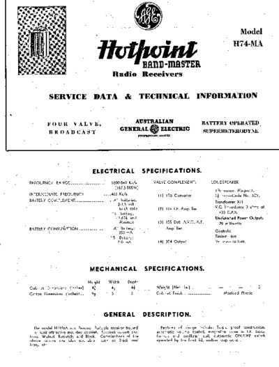 Hotpoint - Bandmaster H74MA