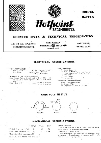 Hotpoint - Bandmaster H55TUX