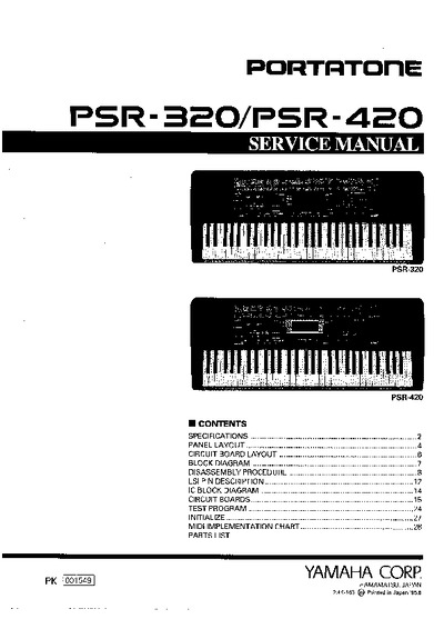 Yamaha PSR320 PSR420