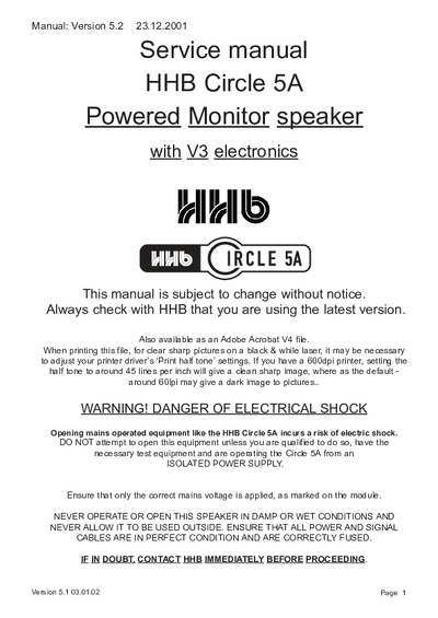 HHB Circle 5A v3 Speakers